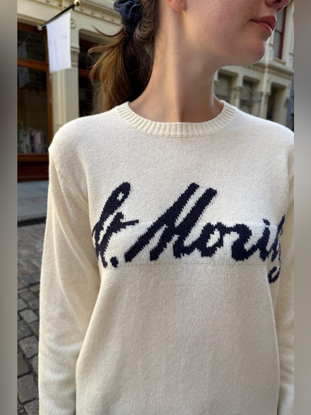 Brandy Melville John Galt St. Moritz Wool Blend Cream Knit Oversized Sweater OS - Picture 2 of 9